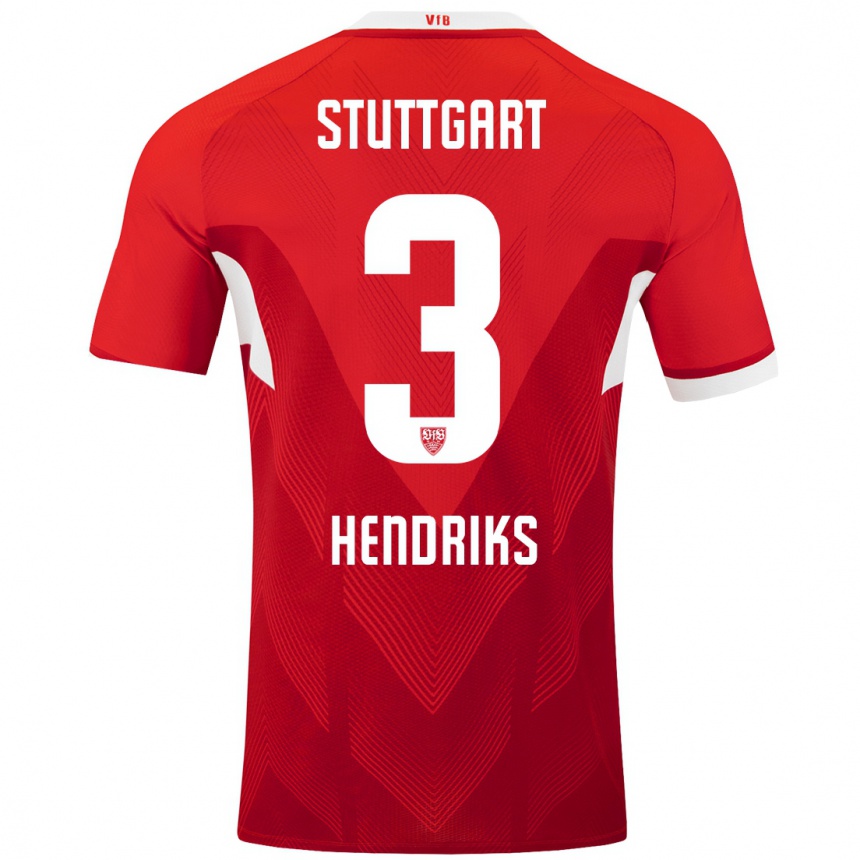 Kids Football Ramon Hendriks #3 Red White Away Jersey 2024/25 T-Shirt Australia