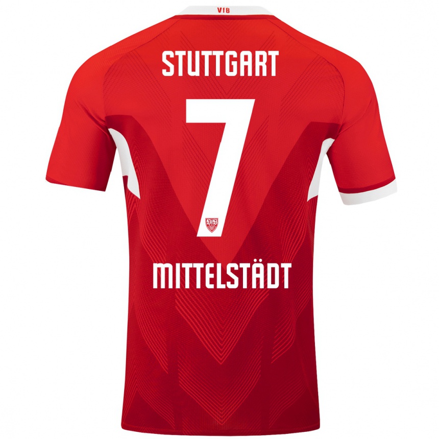 Kids Football Maximilian Mittelstädt #7 Red White Away Jersey 2024/25 T-Shirt Australia