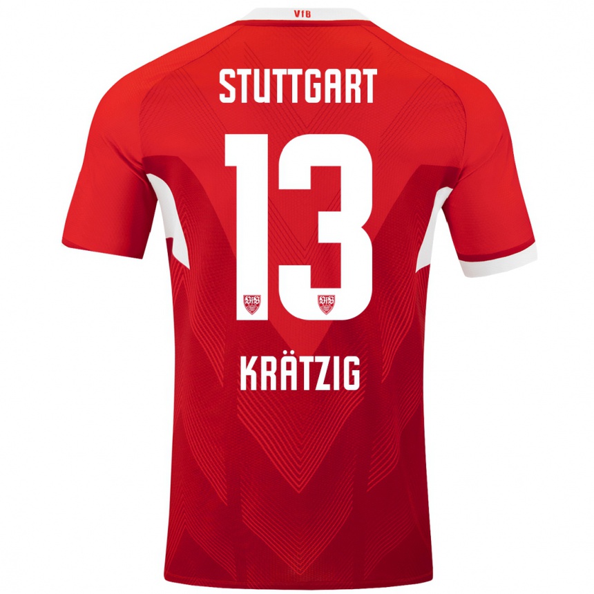 Kids Football Frans Krätzig #13 Red White Away Jersey 2024/25 T-Shirt Australia