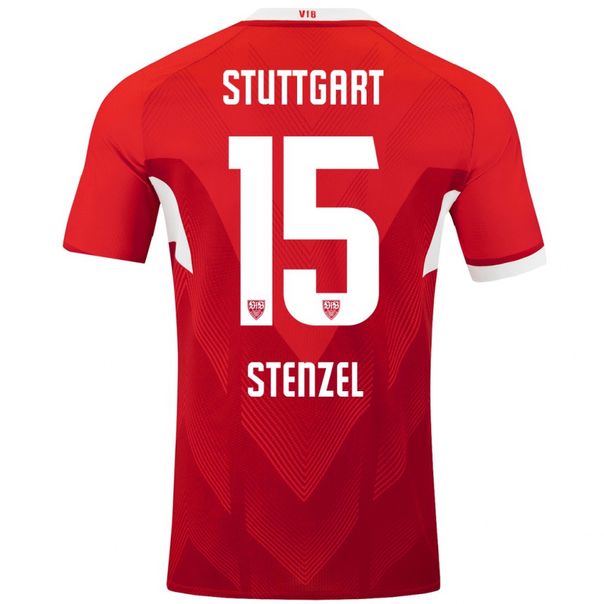 Kids Football Pascal Stenzel #15 Red White Away Jersey 2024/25 T-Shirt Australia