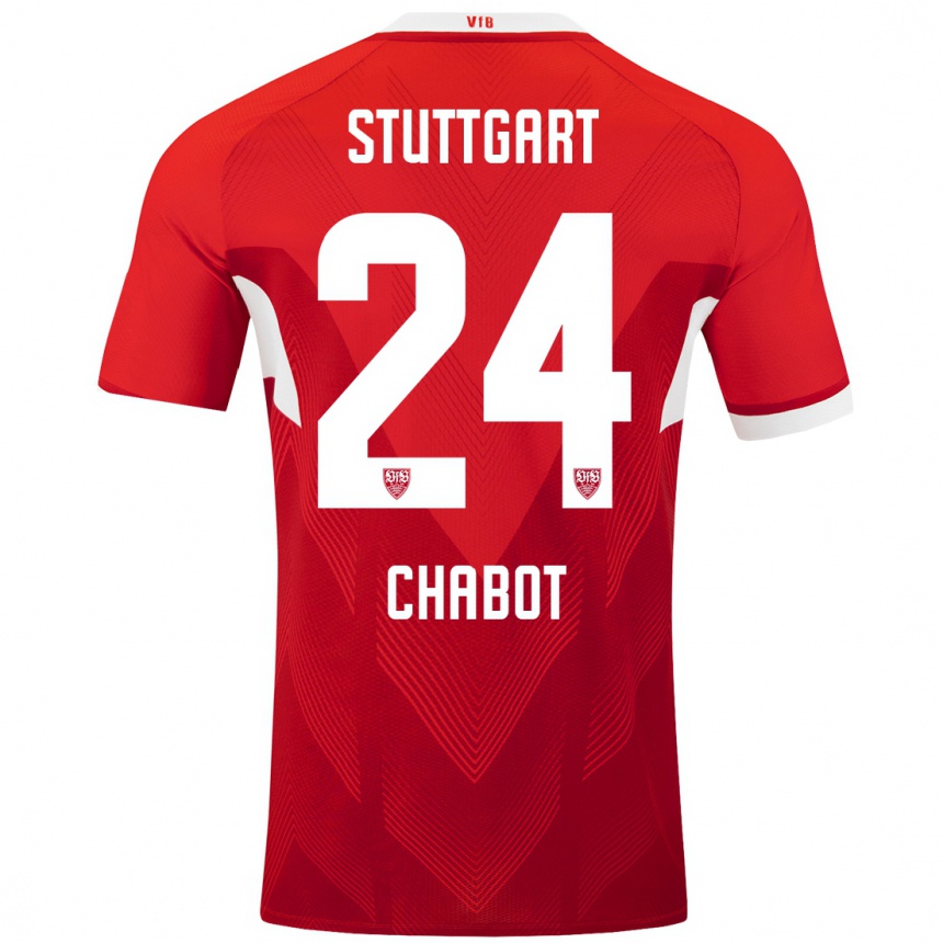 Kids Football Jeff Chabot #24 Red White Away Jersey 2024/25 T-Shirt Australia