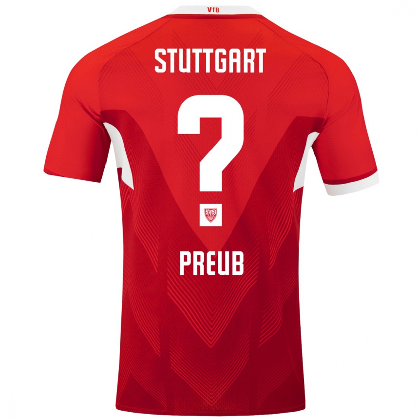 Kids Football Laurin Preuß #0 Red White Away Jersey 2024/25 T-Shirt Australia