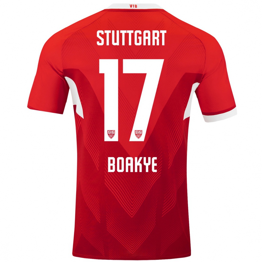 Kids Football Maurice Boakye #17 Red White Away Jersey 2024/25 T-Shirt Australia