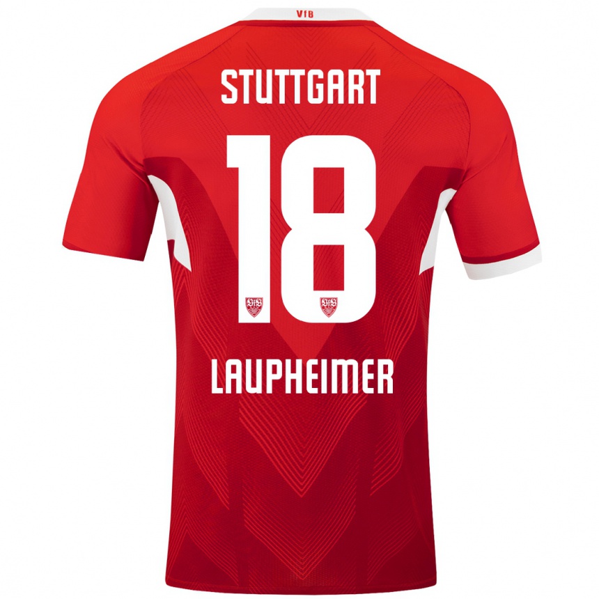 Kids Football Lukas Laupheimer #18 Red White Away Jersey 2024/25 T-Shirt Australia