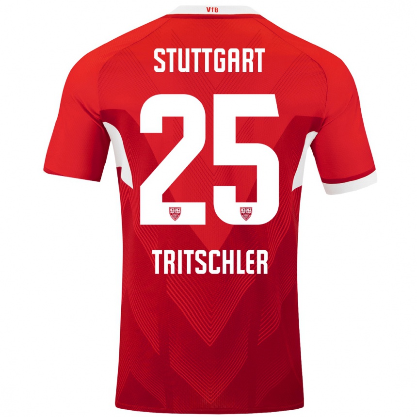 Kids Football David Tritschler #25 Red White Away Jersey 2024/25 T-Shirt Australia