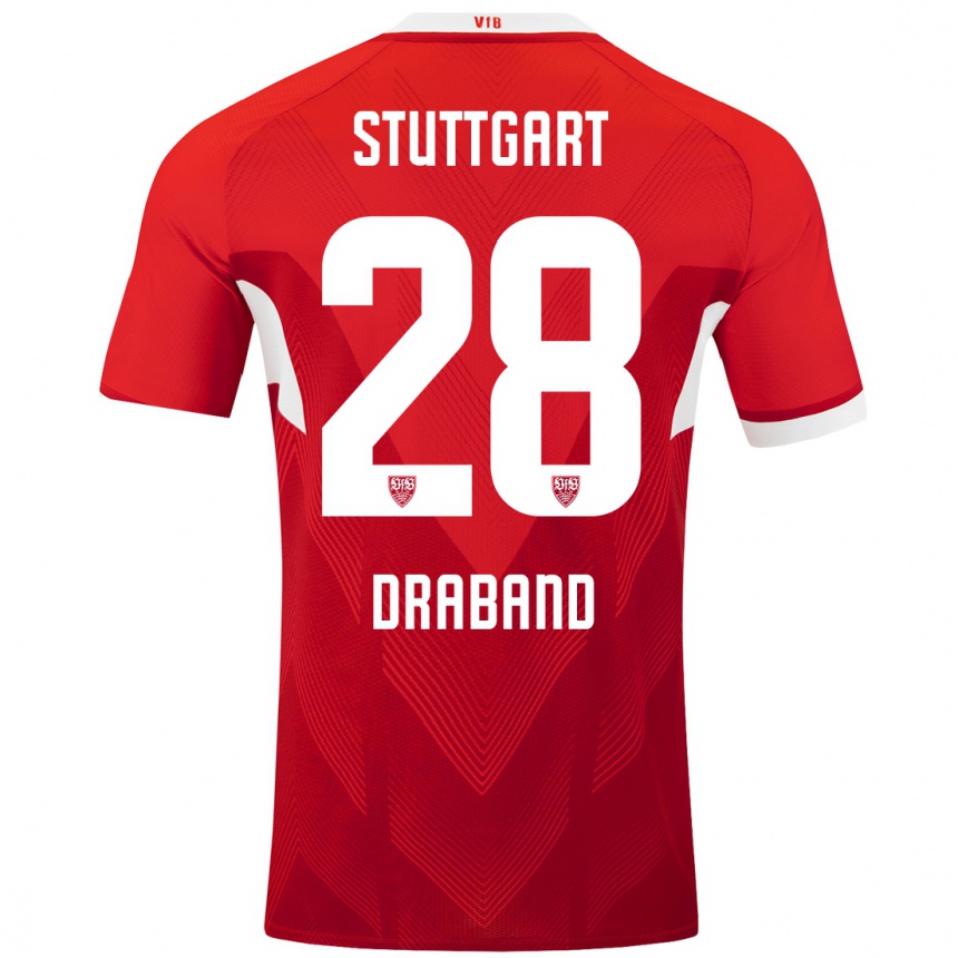 Kids Football Dominik Draband #28 Red White Away Jersey 2024/25 T-Shirt Australia