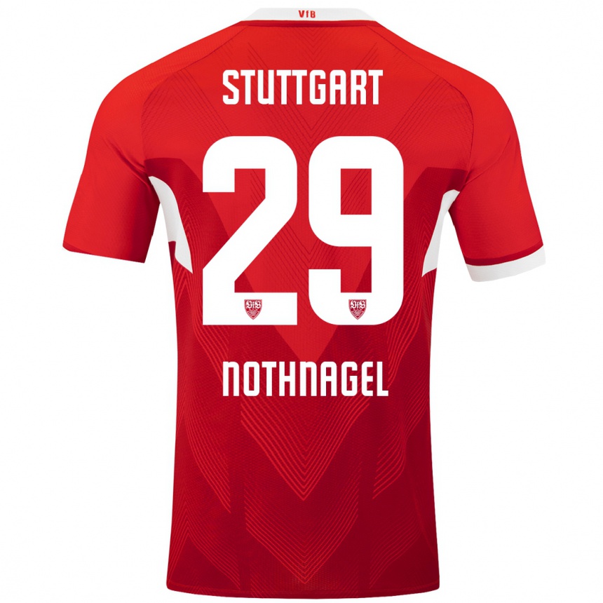 Kids Football Dominik Nothnagel #29 Red White Away Jersey 2024/25 T-Shirt Australia