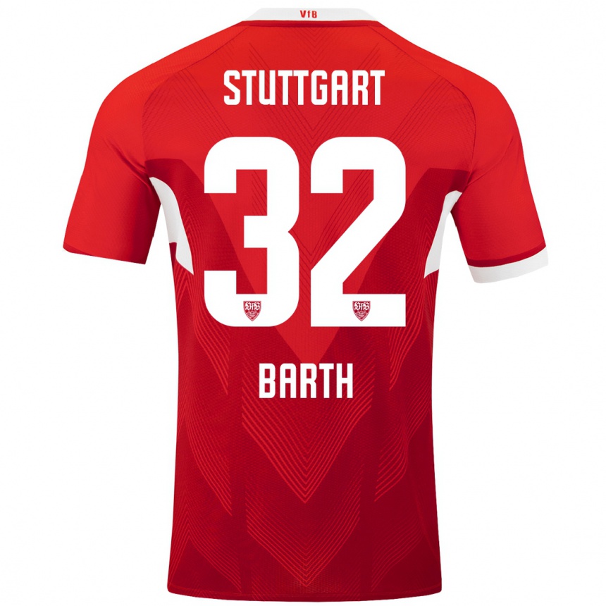 Kids Football Tom Barth #32 Red White Away Jersey 2024/25 T-Shirt Australia