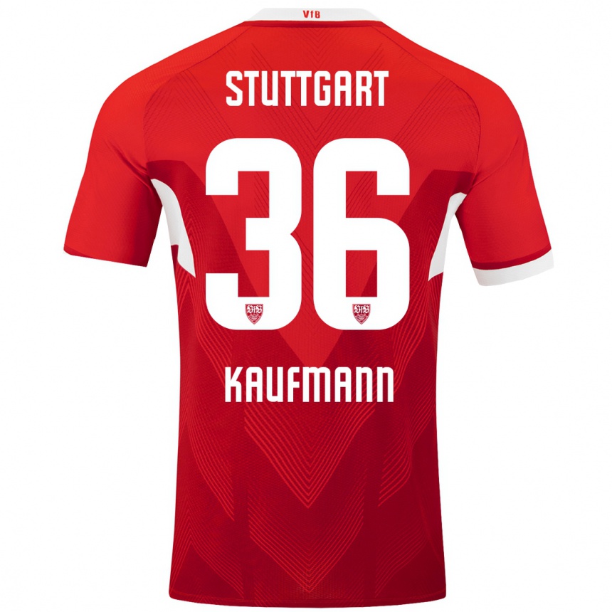 Kids Football Tino Kaufmann #36 Red White Away Jersey 2024/25 T-Shirt Australia