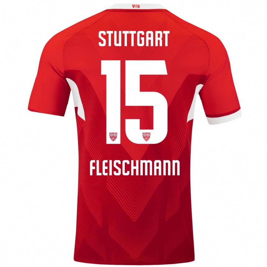 Kids Football Svea Fleischmann #15 Red White Away Jersey 2024/25 T-Shirt Australia