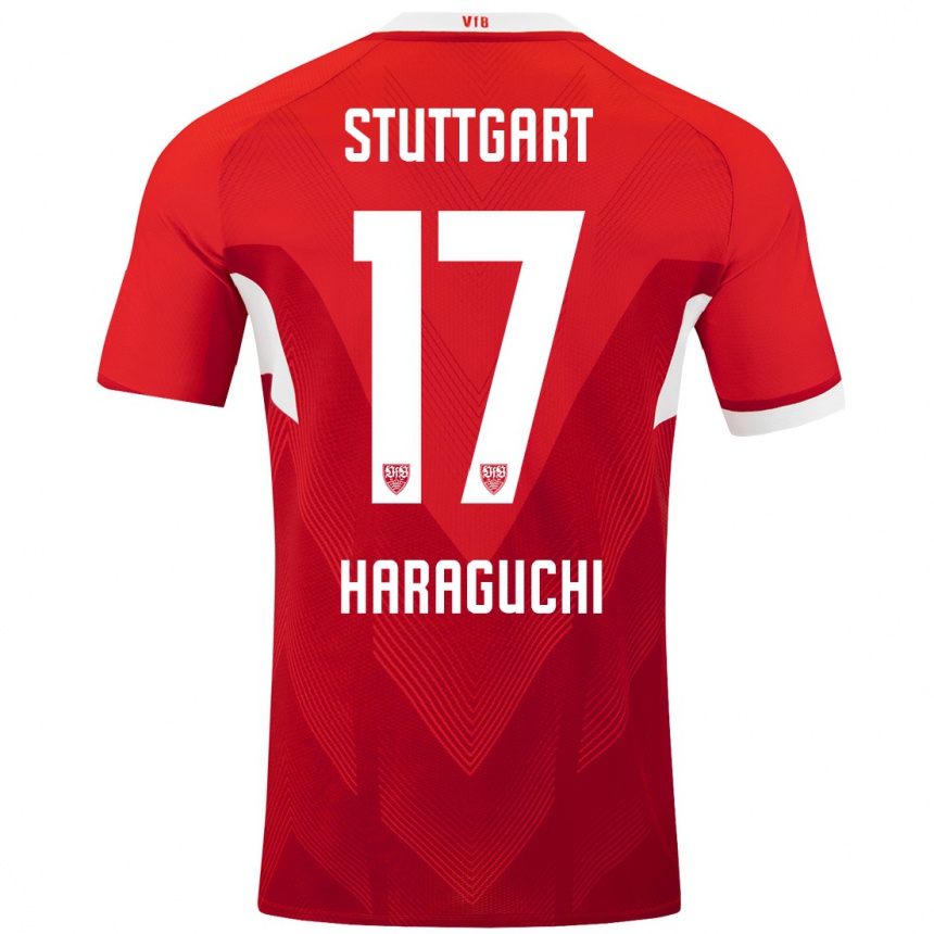 Kids Football Genki Haraguchi #17 Red White Away Jersey 2024/25 T-Shirt Australia