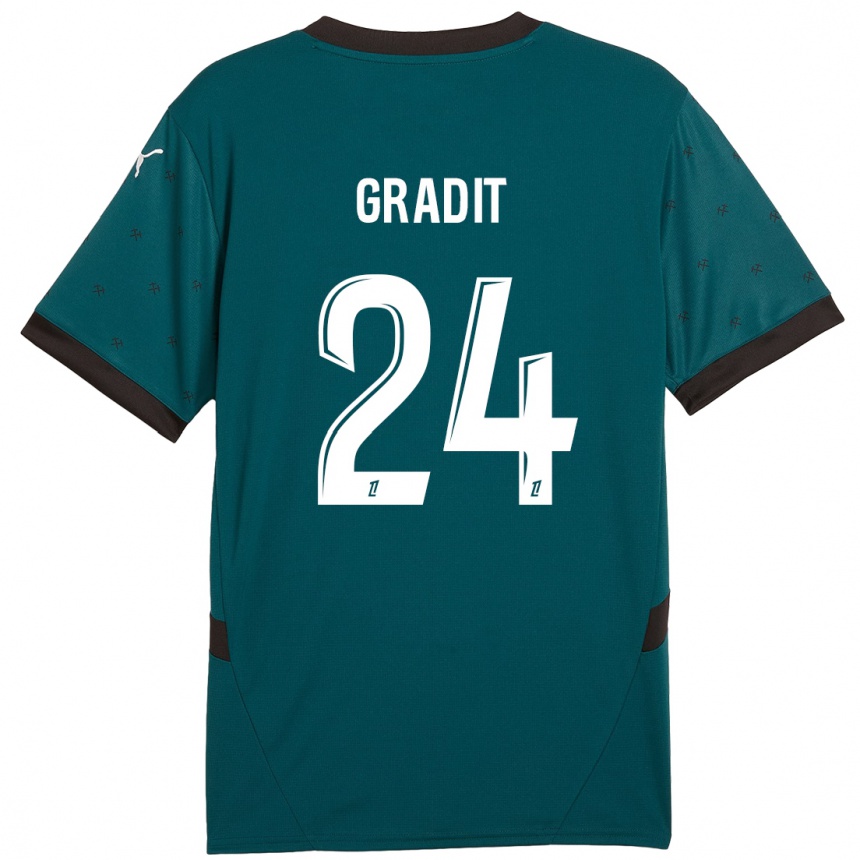 Kids Football Jonathan Gradit #24 Dark Green Away Jersey 2024/25 T-Shirt Australia