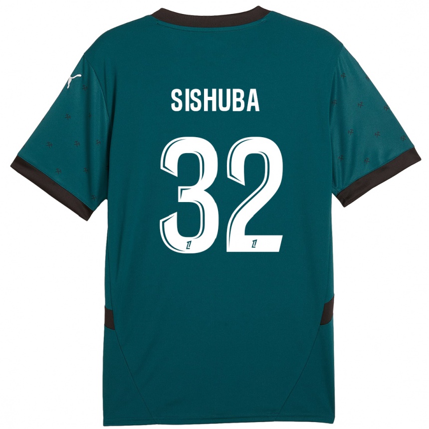 Kids Football Ayanda Sishuba #32 Dark Green Away Jersey 2024/25 T-Shirt Australia