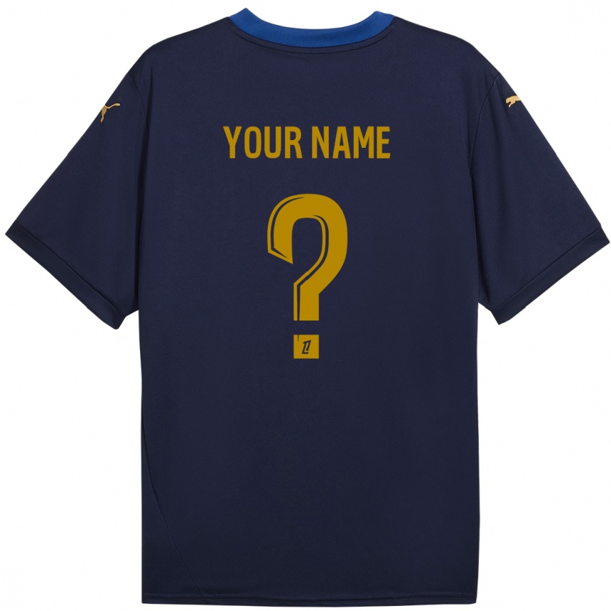 Kids Football Your Name #0 Navy Gold Away Jersey 2024/25 T-Shirt Australia