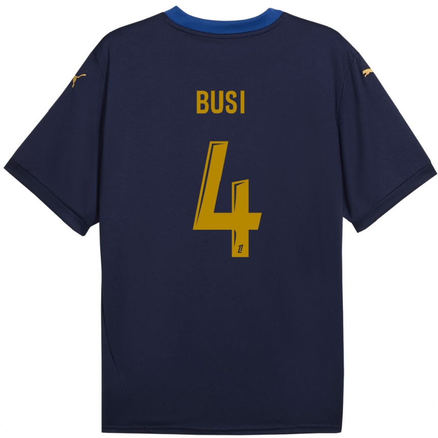 Kids Football Maxime Busi #4 Navy Gold Away Jersey 2024/25 T-Shirt Australia