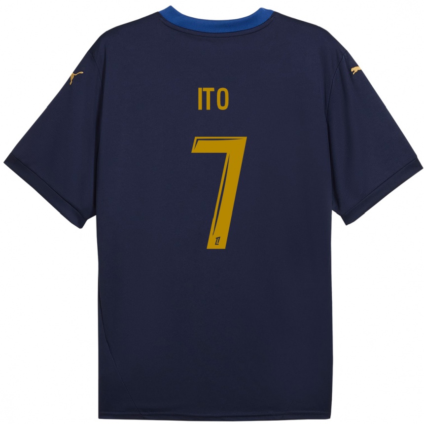 Kids Football Junya Ito #7 Navy Gold Away Jersey 2024/25 T-Shirt Australia