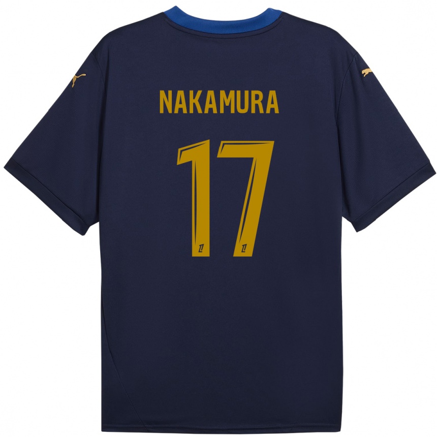 Kids Football Keito Nakamura #17 Navy Gold Away Jersey 2024/25 T-Shirt Australia