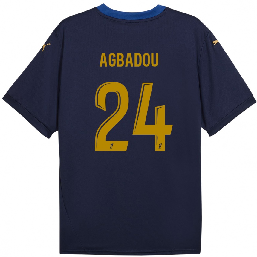 Kids Football Emmanuel Agbadou #24 Navy Gold Away Jersey 2024/25 T-Shirt Australia