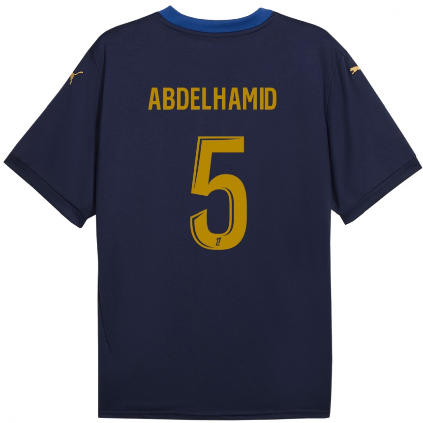 Kids Football Yunis Abdelhamid #5 Navy Gold Away Jersey 2024/25 T-Shirt Australia