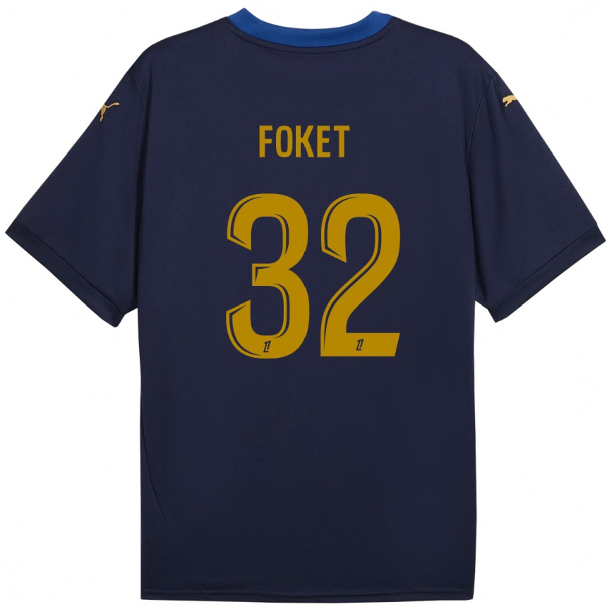 Kids Football Thomas Foket #32 Navy Gold Away Jersey 2024/25 T-Shirt Australia