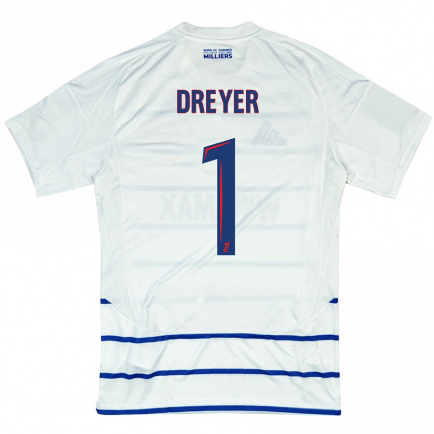 Kids Football Matthieu Dreyer #1 White Blue Away Jersey 2024/25 T-Shirt Australia