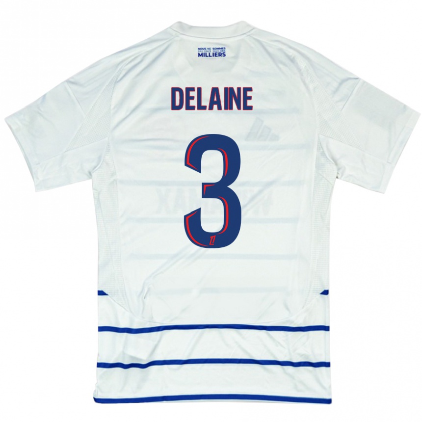 Kids Football Thomas Delaine #3 White Blue Away Jersey 2024/25 T-Shirt Australia