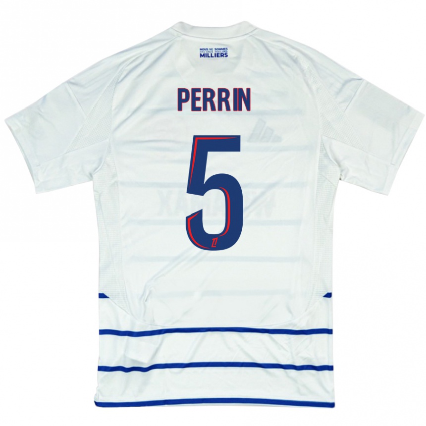 Kids Football Lucas Perrin #5 White Blue Away Jersey 2024/25 T-Shirt Australia