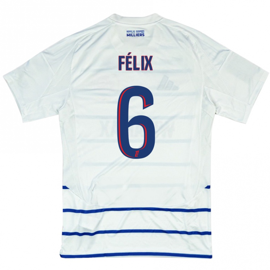 Kids Football Félix Lemaréchal #6 White Blue Away Jersey 2024/25 T-Shirt Australia