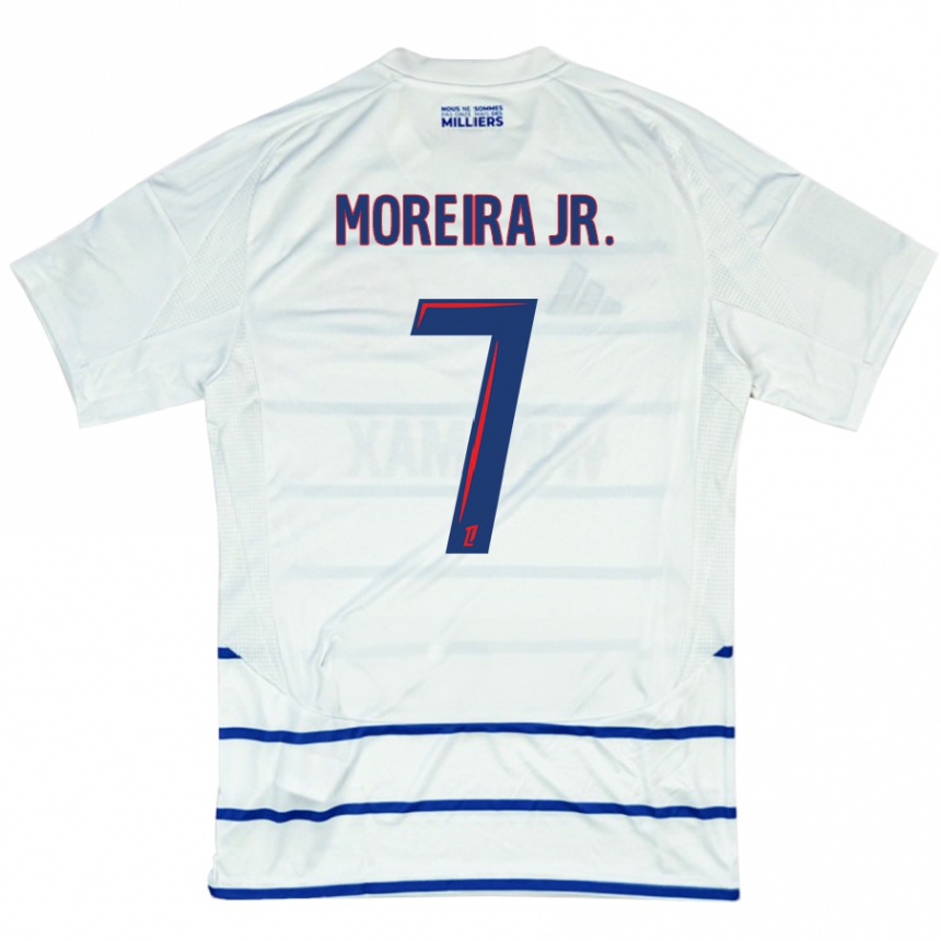 Kids Football Diego Moreira #7 White Blue Away Jersey 2024/25 T-Shirt Australia