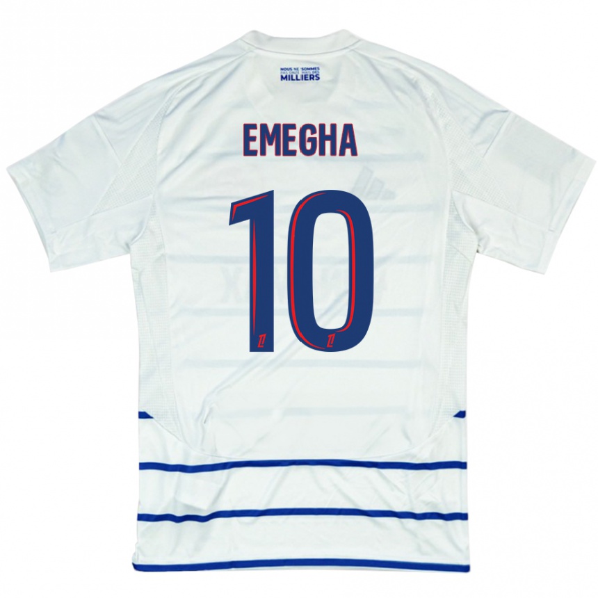 Kids Football Emanuel Emegha #10 White Blue Away Jersey 2024/25 T-Shirt Australia