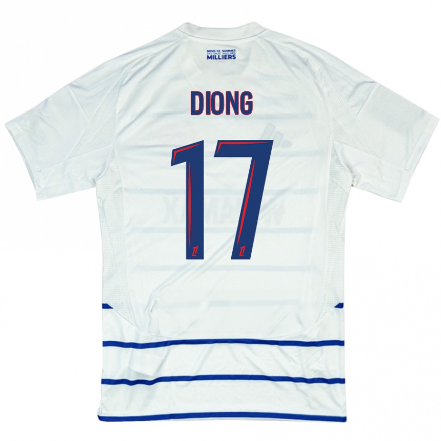 Kids Football Pape Diong #17 White Blue Away Jersey 2024/25 T-Shirt Australia