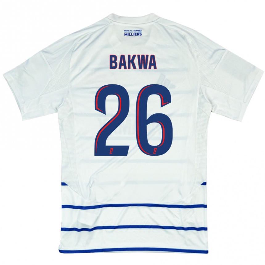 Kids Football Dilane Bakwa #26 White Blue Away Jersey 2024/25 T-Shirt Australia