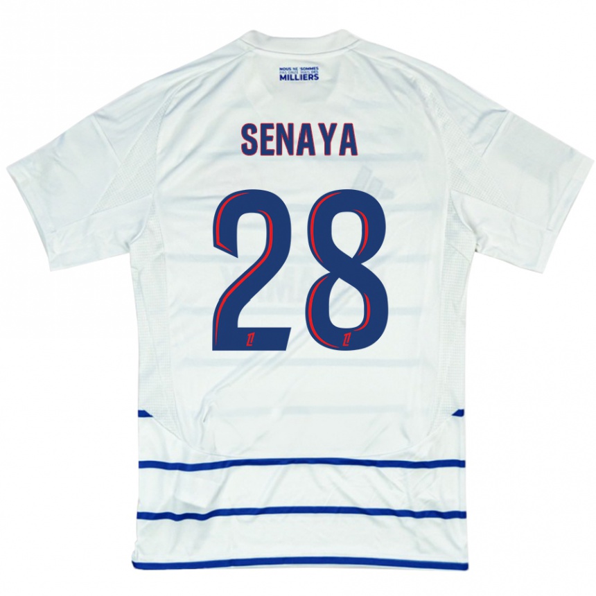 Kids Football Marvin Senaya #28 White Blue Away Jersey 2024/25 T-Shirt Australia