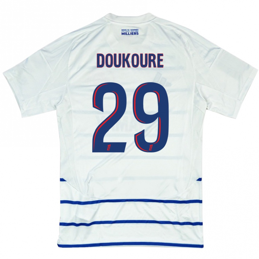 Kids Football Ismaël Doukouré #29 White Blue Away Jersey 2024/25 T-Shirt Australia