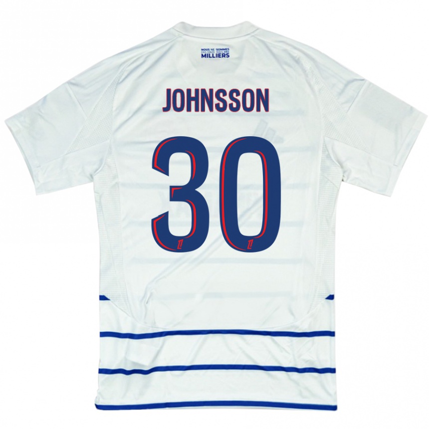 Kids Football Karl-Johan Johnsson #30 White Blue Away Jersey 2024/25 T-Shirt Australia