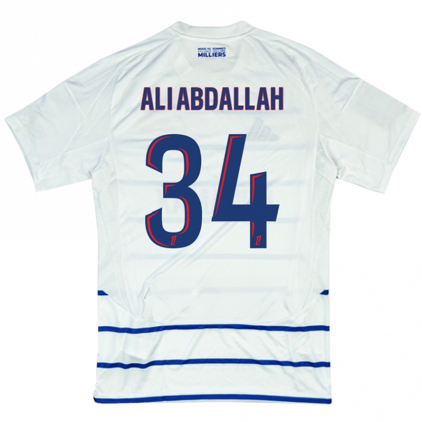 Kids Football Aboubacar Ali Abdallah #34 White Blue Away Jersey 2024/25 T-Shirt Australia