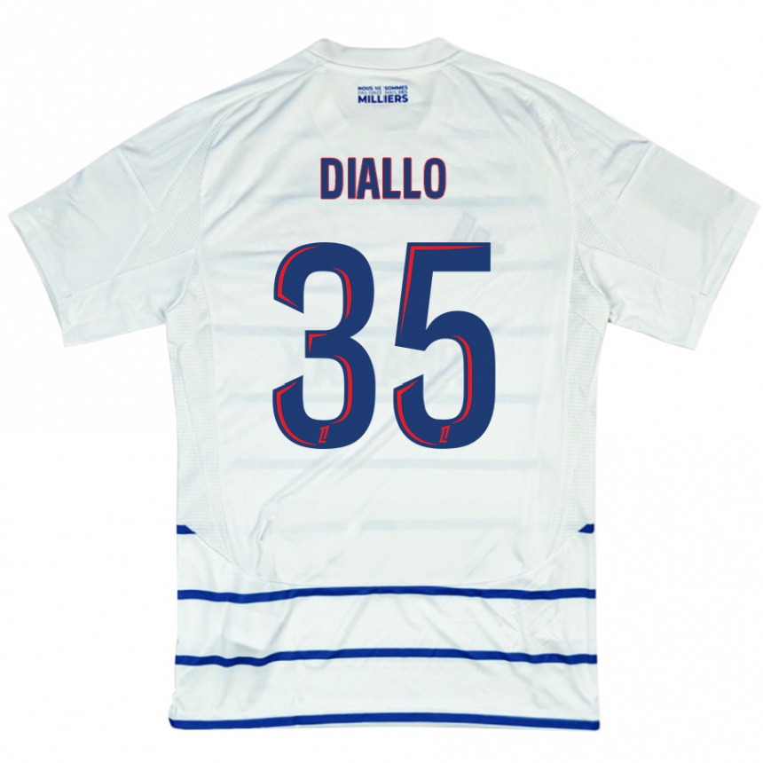 Kids Football Tidiane Diallo #35 White Blue Away Jersey 2024/25 T-Shirt Australia