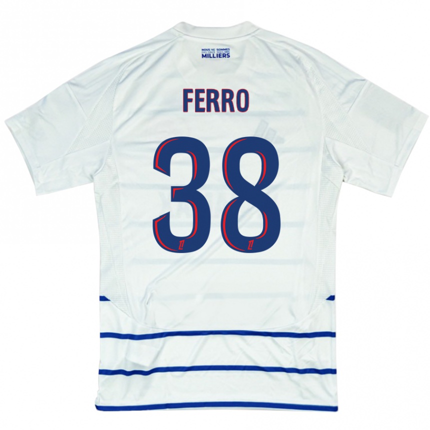 Kids Football Nolan Ferro #38 White Blue Away Jersey 2024/25 T-Shirt Australia