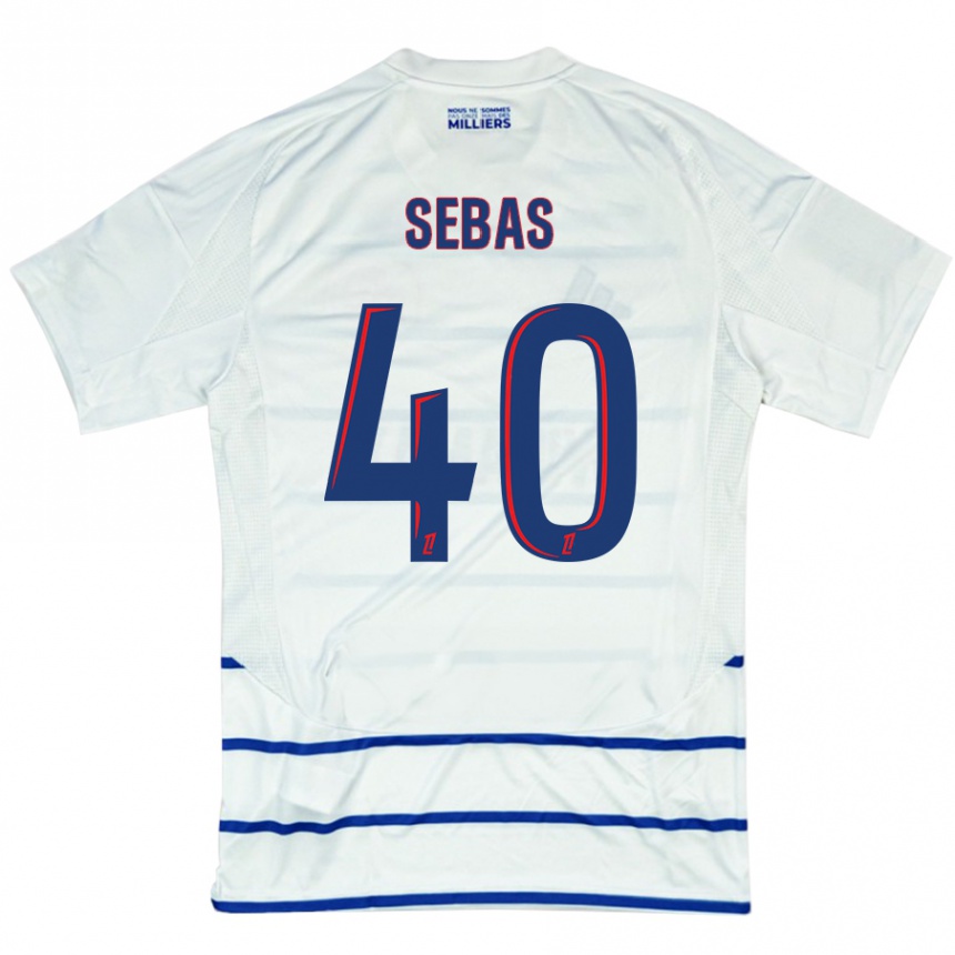 Kids Football Jérémy Sebas #40 White Blue Away Jersey 2024/25 T-Shirt Australia