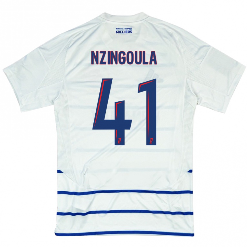 Kids Football Rabby Nzingoula #41 White Blue Away Jersey 2024/25 T-Shirt Australia