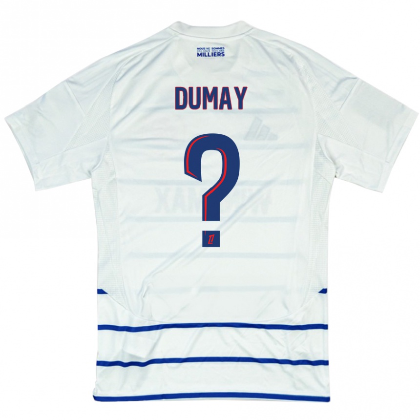 Kids Football Yoann Dumay #0 White Blue Away Jersey 2024/25 T-Shirt Australia