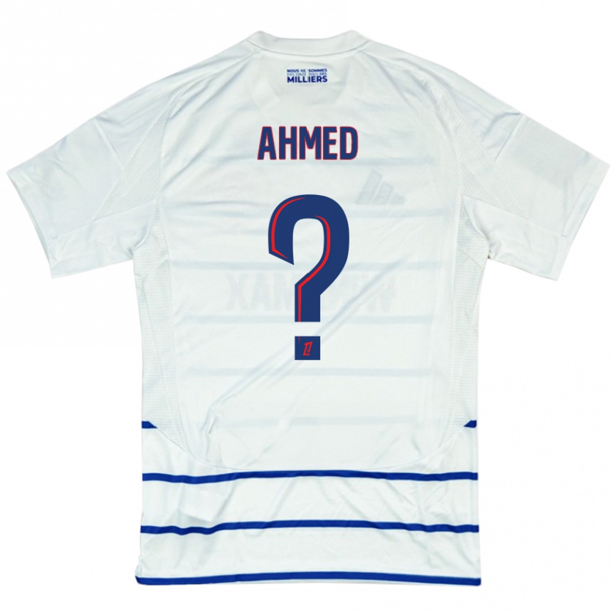 Kids Football Aymeric Ahmed #0 White Blue Away Jersey 2024/25 T-Shirt Australia