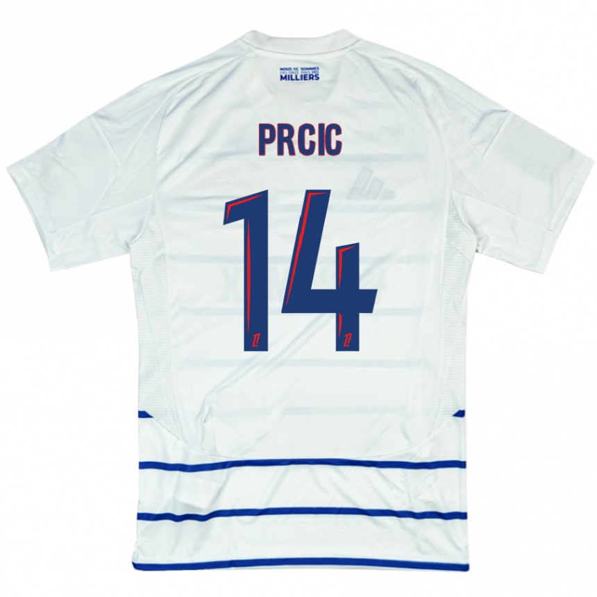 Kids Football Sanjin Prcic #14 White Blue Away Jersey 2024/25 T-Shirt Australia