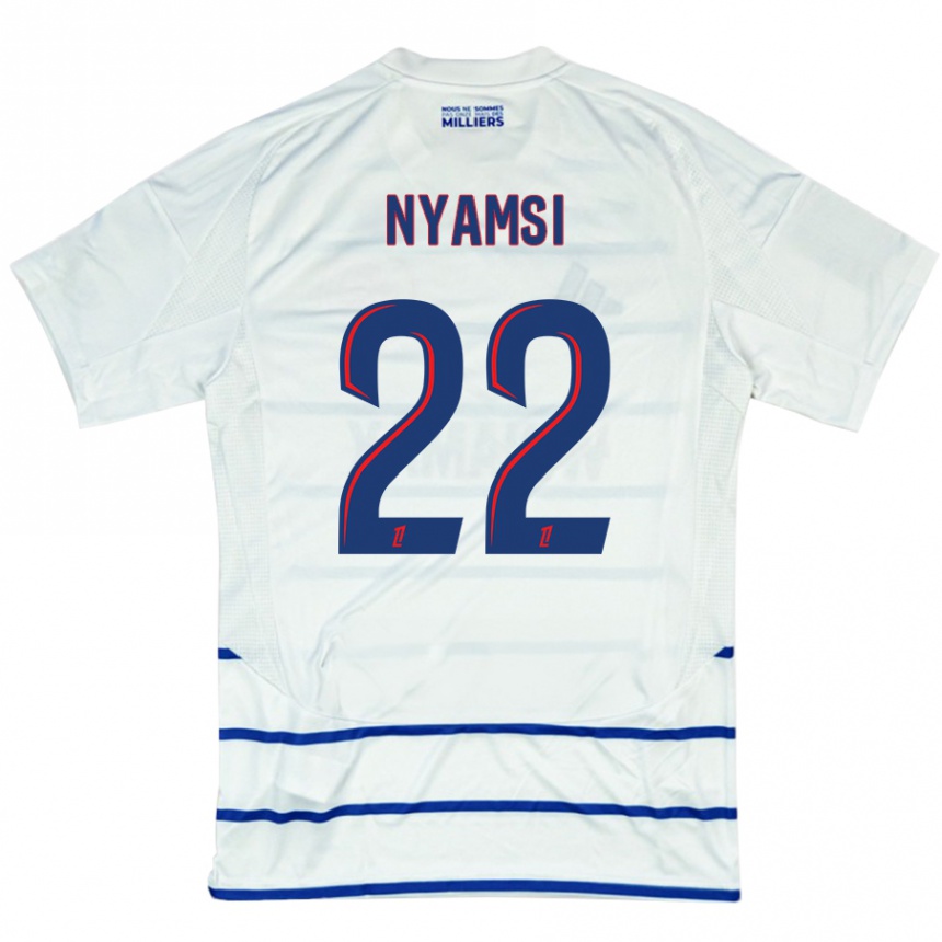 Kids Football Gerzino Nyamsi #22 White Blue Away Jersey 2024/25 T-Shirt Australia