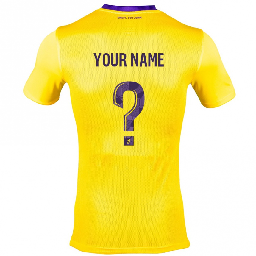 Kids Football Your Name #0 Yellow Purple Away Jersey 2024/25 T-Shirt Australia