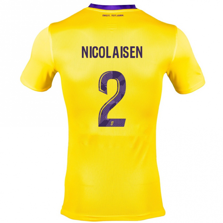 Kids Football Rasmus Nicolaisen #2 Yellow Purple Away Jersey 2024/25 T-Shirt Australia