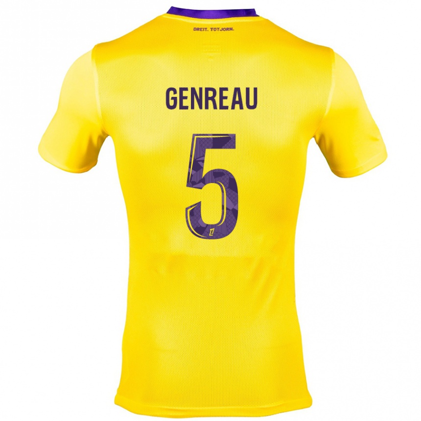 Kids Football Denis Genreau #5 Yellow Purple Away Jersey 2024/25 T-Shirt Australia