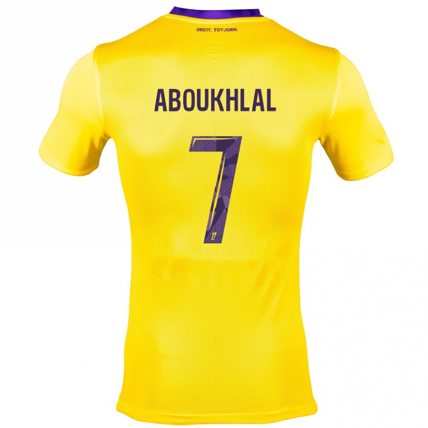 Kids Football Zakaria Aboukhlal #7 Yellow Purple Away Jersey 2024/25 T-Shirt Australia