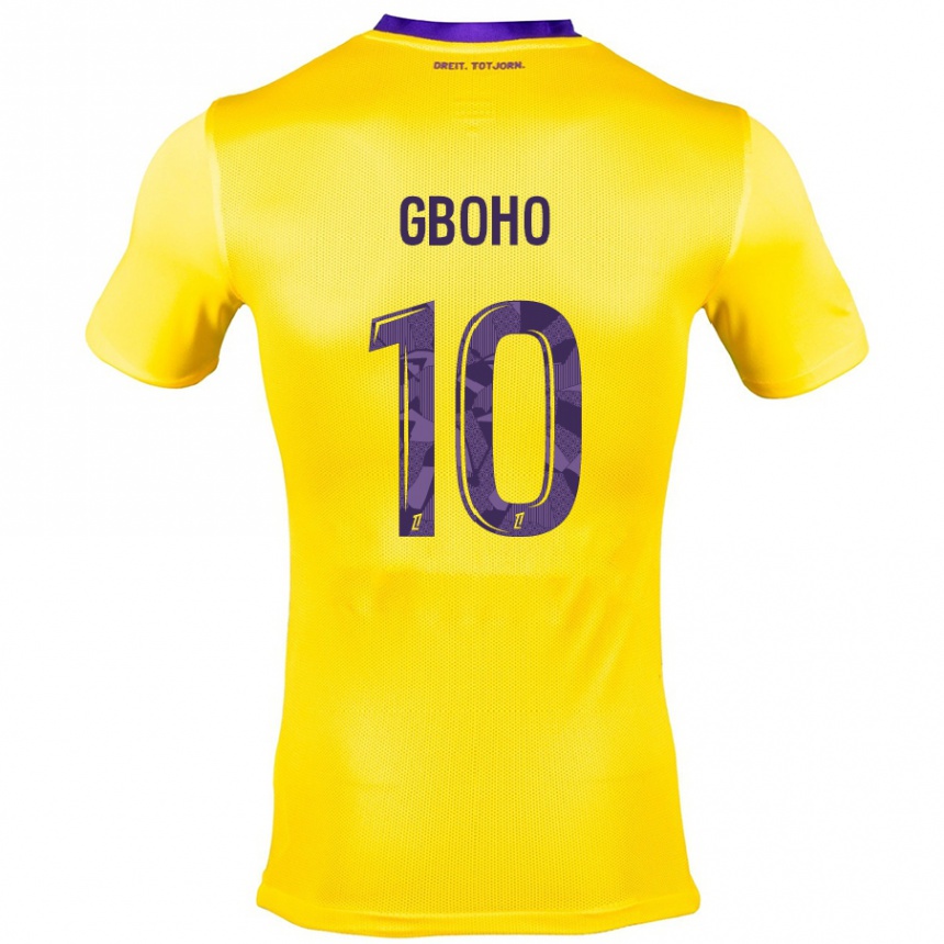 Kids Football Yann Gboho #10 Yellow Purple Away Jersey 2024/25 T-Shirt Australia