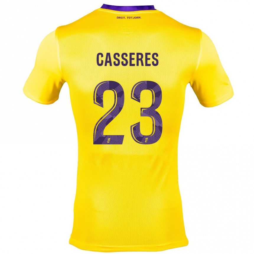 Kids Football Cristian Cásseres Jr. #23 Yellow Purple Away Jersey 2024/25 T-Shirt Australia